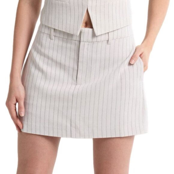 NWT Paige Celestial Pinstripes miniskirt Travertine color with stripes Size 8 - Picture 2 of 14